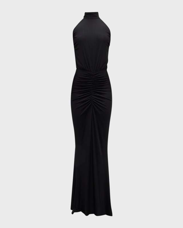 Urtie Ruched Halter Column Gown